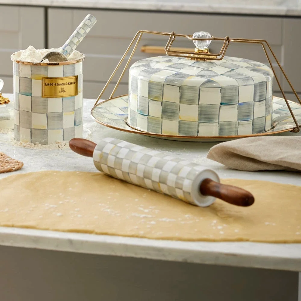Brand New Mackenzie-Childs Sterling Check Rolling Pin